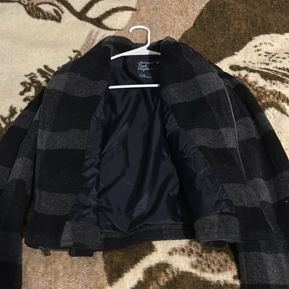 American Eagle Outfitters Black and Gray Plaid wool Jacket - Picture 8 of 17